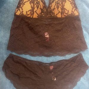 Adore me lace baby doll with lace cheeky panties.